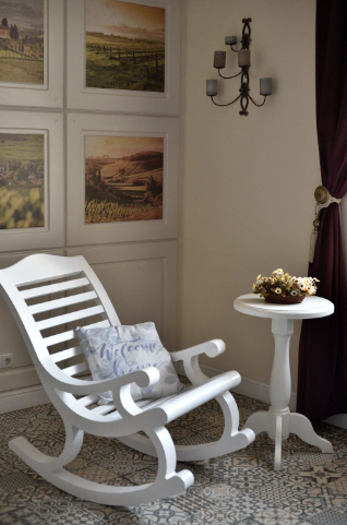 Fotoliu Balansoar Alb - Stil Clasic, Lemn Masiv, Pentru terasa, living, dormitor