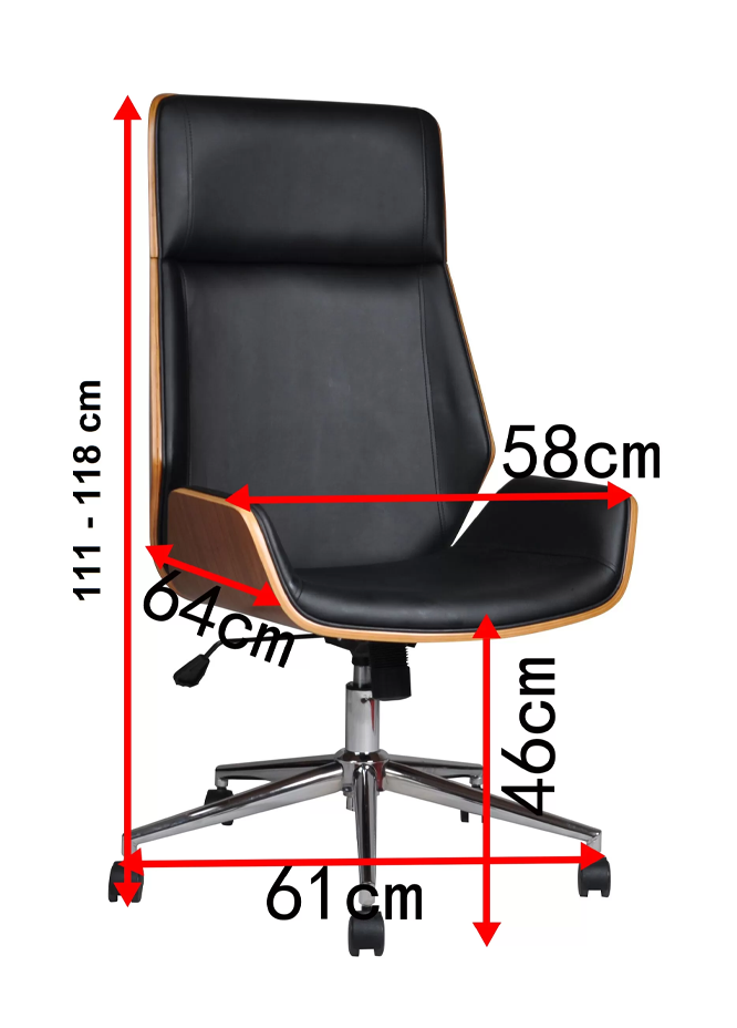 Scaun de birou directorial US116 Calisto, Negru, 60x65x111-118 cm