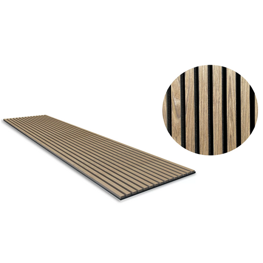 Panou riflat acustic, furnir nuc natur 240x60x2.1 cm